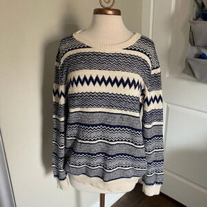 Gant fair isle crew neck sweater cream navy XL
